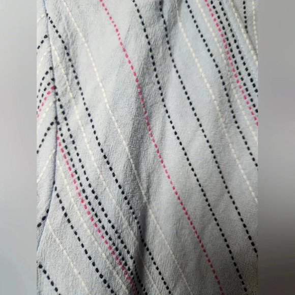 Time & Tru Ladies Wrap Top Size L 12-14 Blue Stitching V-Neck Peplum Blouse - Picture 3 of 7